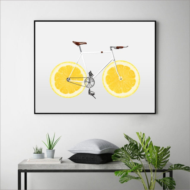 Cycling Art Decor Posters and Prints Bicycle Lemon