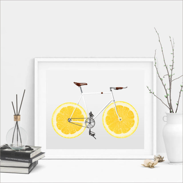 Cycling Art Decor Posters and Prints Bicycle Lemon