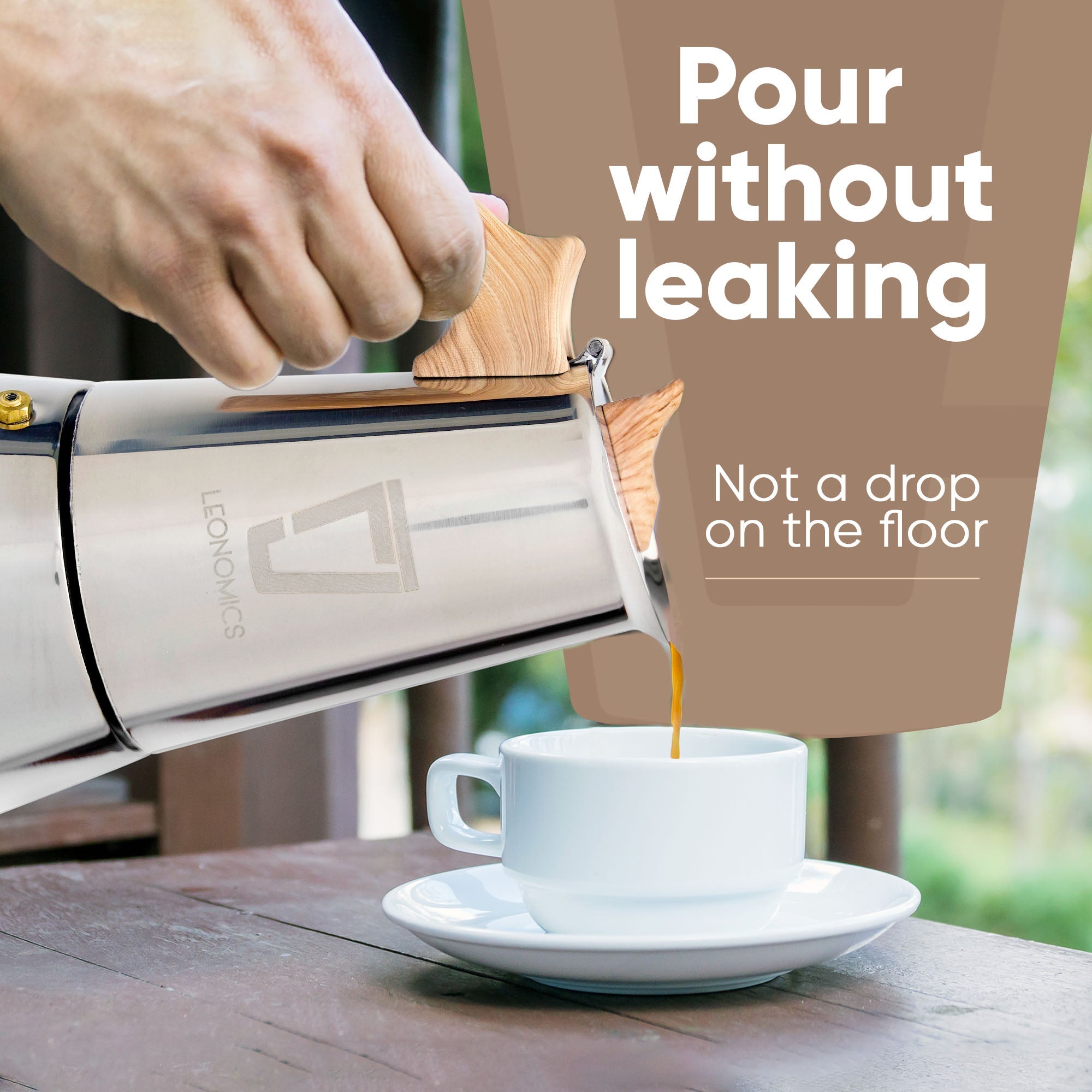 Leonomics Premium Stainless Steel Moka Pot - 300 ml