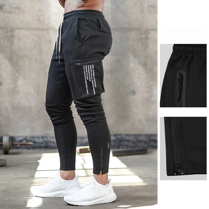 Men's Cargo Pants Gym Workout Sweatpants Tactical Training Track Pants Fitness Casual Jogger Trousers Outdoor Hiking Sport Pants