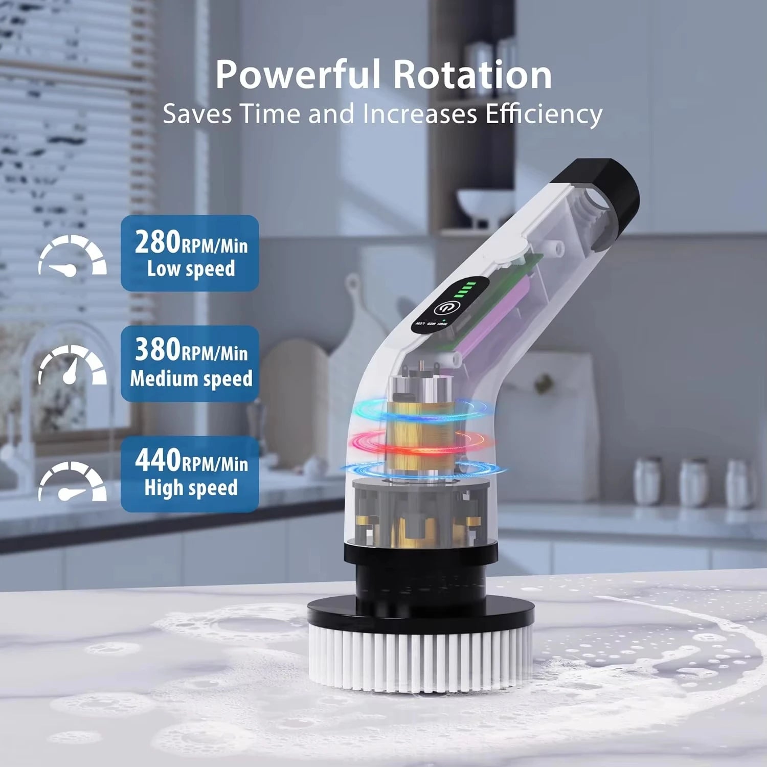 Electric Multipurpose Cleaning Brush, Power Cleaner for Kitchen Bathroom Toilet Tile Floor Shower Household Deep Cleaning Tool