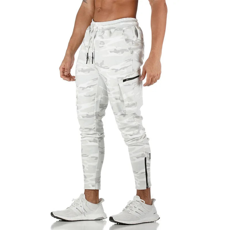 Men's Tactical Cargo Jogger Pants Camo Cotton Elastic Waist Gym Workout Running Training Streetwear Casual Sportswear Trousers