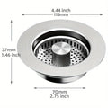 3-in-1 Stainless Steel Kitchen Sink Strainer - Pop-Up Stopper with Anti-Clogging Basket and Odor Filter, Easy Clean Drain Strain