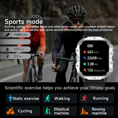 LAXASFIT 2026 New LED Men's Smart Watch Bluetooth Voice Control Multi-Sport Modes Health Monitoring Outdoor Sports Smartwatch