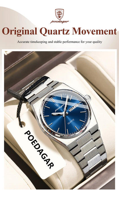 POEDAGAR Top Exquisite Woman Wristwatch Waterproof Luminous Quartz Casual Ladies Watch Date Week Stainless Steel Women's Watches