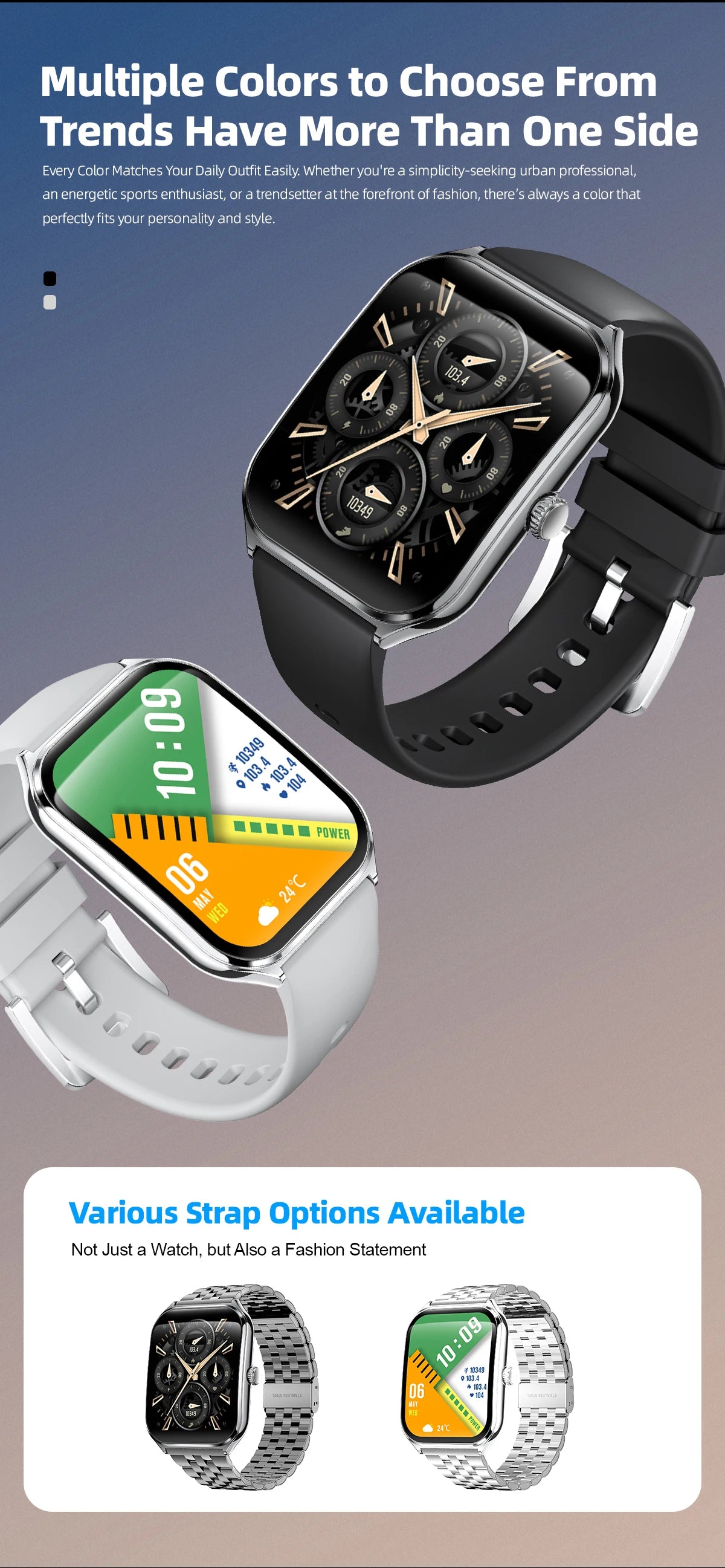 New Ultra Thin Smart Watch men 1.96" AMOLED HD Pixel Display Always Show Time BT Call Reminder Smartwatch Ladies For Android iOS
