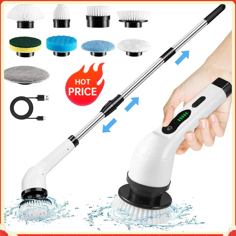 Cordless Spin Scrubber Electric Multipurpose Cleaning Brush for Kitchen Bathroom Toilet - Household Hair Brushes And Mops