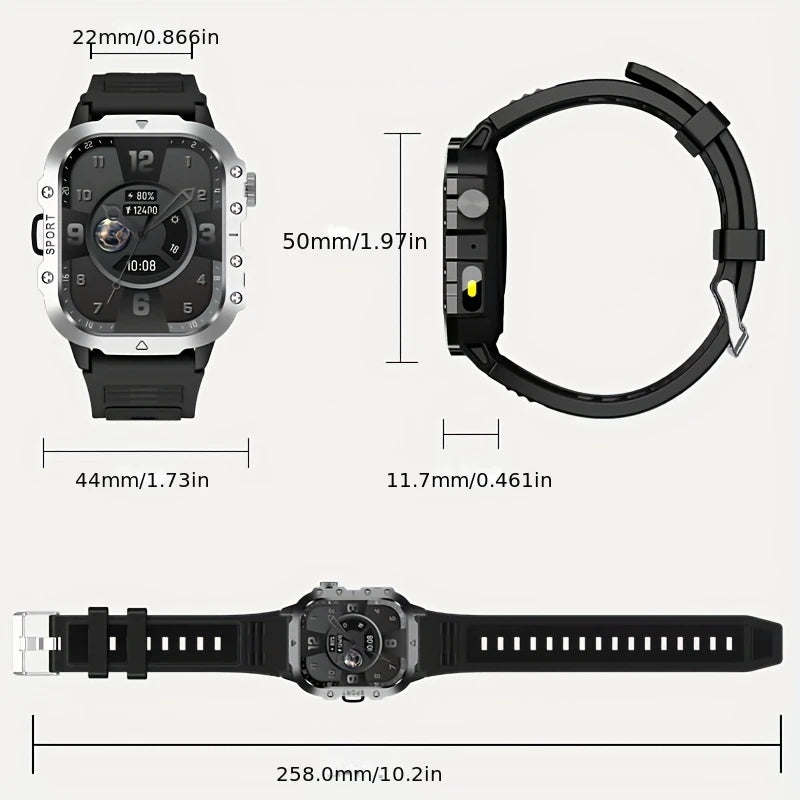 LAXASFIT 2026 New LED Men's Smart Watch Bluetooth Voice Control Multi-Sport Modes Health Monitoring Outdoor Sports Smartwatch