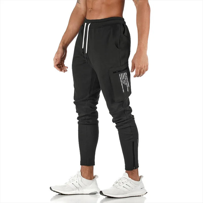 Men's Cargo Pants Gym Workout Sweatpants Tactical Training Track Pants Fitness Casual Jogger Trousers Outdoor Hiking Sport Pants