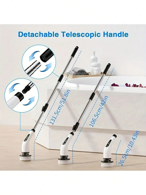 9 In 1 Electric Spin Scrubber Cordless Waterproof Cleaning Brush Multifunctional Tile Floor Tub Bathroom Kitchen Household Tool