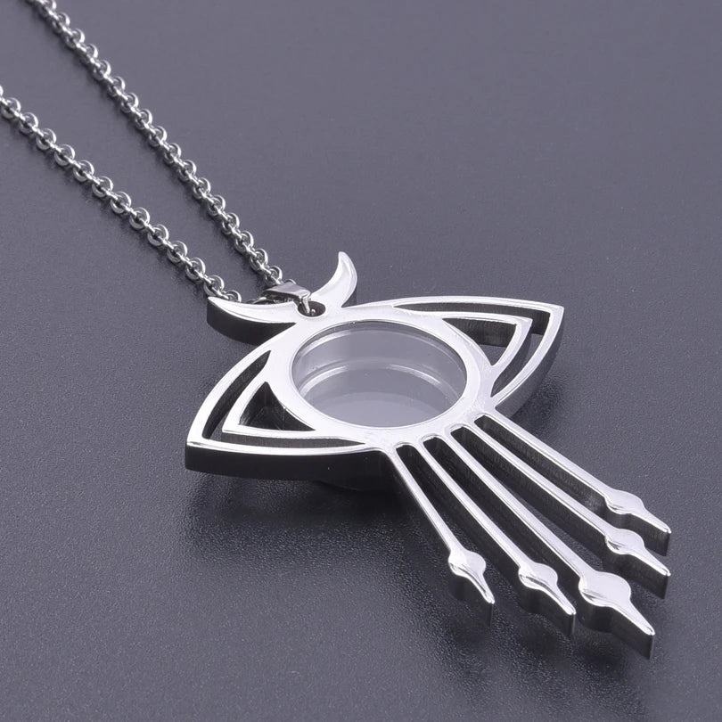 1Pc Gothic Moon Cross Round Memory Relicario Pendant Necklaces Jewelry Animal Glass Floating Cremation Ashes Locket Men Collares