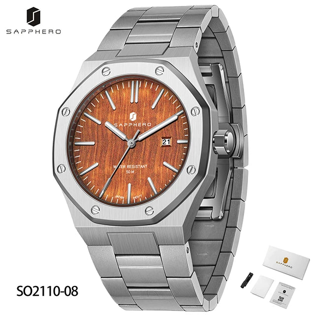 SAPPHERO Fashion Men's Watches Stainless Steel Watches Men's Business Watches Date Display Waterproof Men's Watches For Men