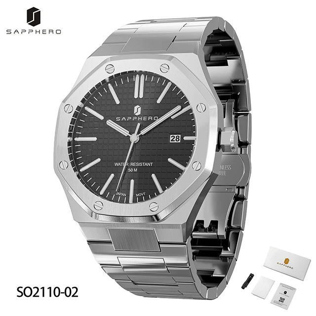 SAPPHERO Fashion Men's Watches Stainless Steel Watches Men's Business Watches Date Display Waterproof Men's Watches For Men