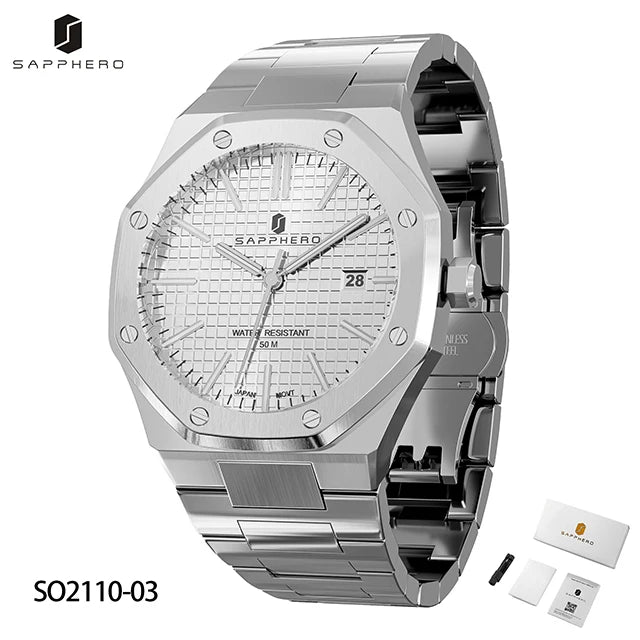 SAPPHERO Fashion Men's Watches Stainless Steel Watches Men's Business Watches Date Display Waterproof Men's Watches For Men