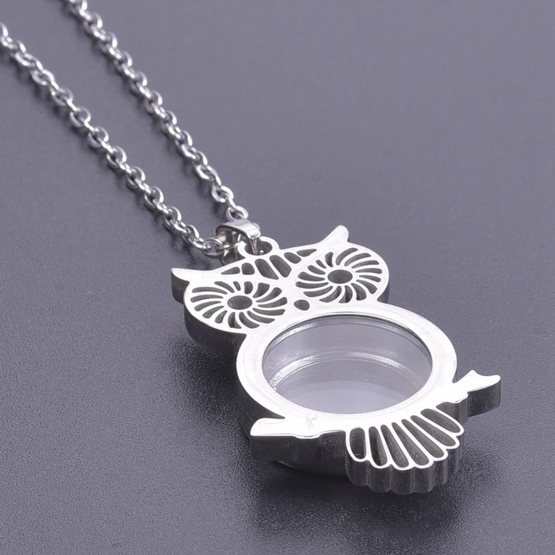 1Pc Gothic Moon Cross Round Memory Relicario Pendant Necklaces Jewelry Animal Glass Floating Cremation Ashes Locket Men Collares