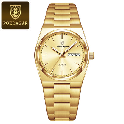 POEDAGAR Top Exquisite Woman Wristwatch Waterproof Luminous Quartz Casual Ladies Watch Date Week Stainless Steel Women's Watches