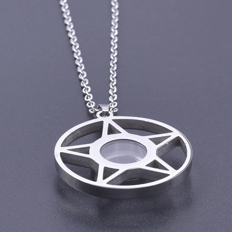 1Pc Gothic Moon Cross Round Memory Relicario Pendant Necklaces Jewelry Animal Glass Floating Cremation Ashes Locket Men Collares