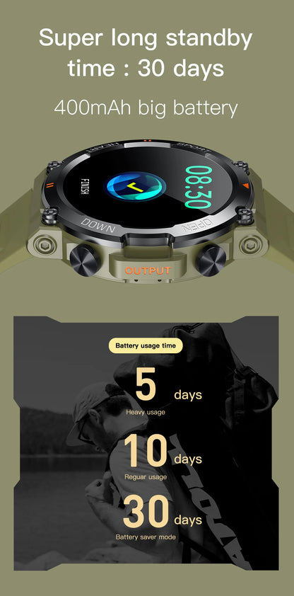 SENBONO Men's Smart Watch  Big Screen Bluetooth Call 400mAh Military Outdoor Sports Fitness Tracker Smartwatch Men Women K56