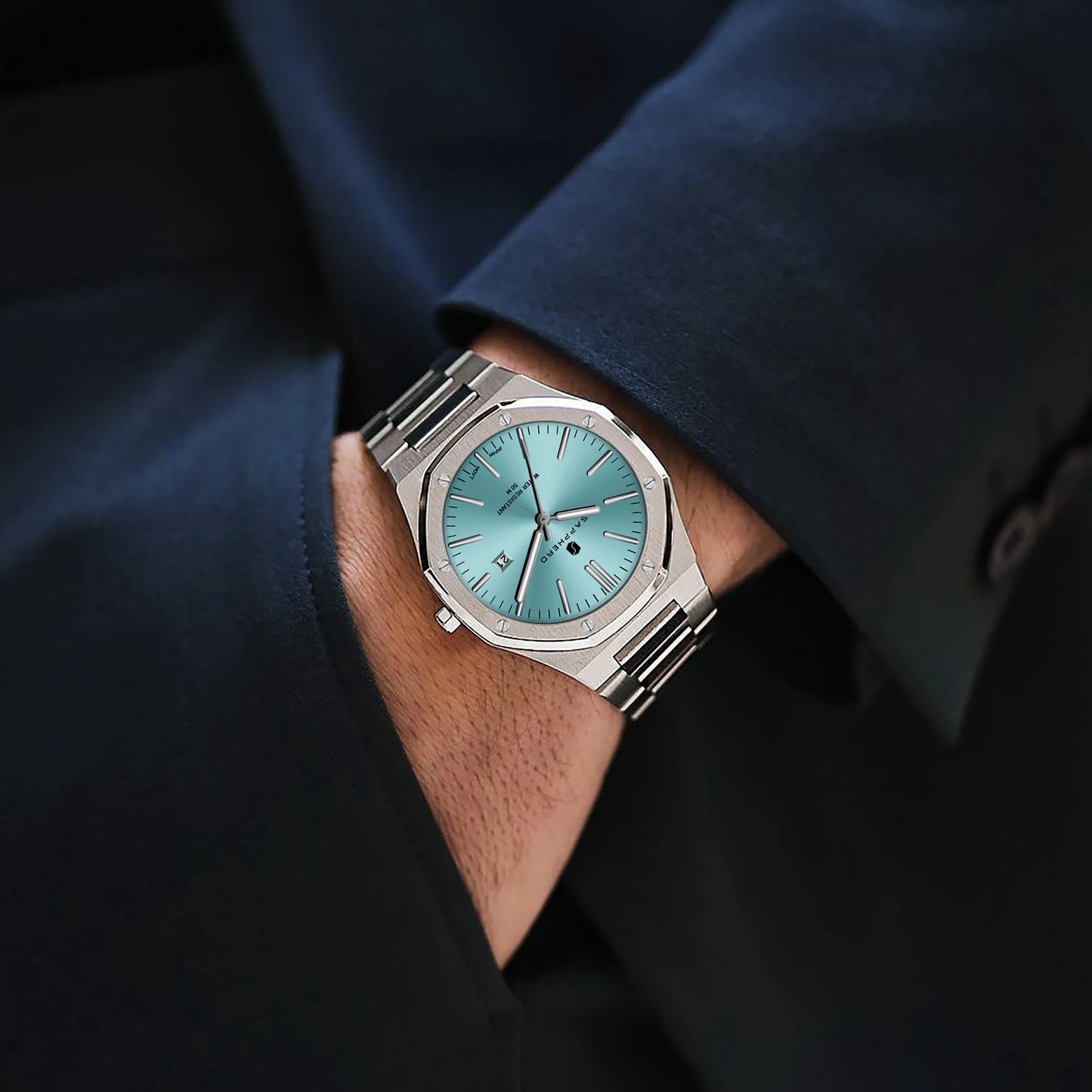 SAPPHERO Fashion Men's Watches Stainless Steel Watches Men's Business Watches Date Display Waterproof Men's Watches For Men
