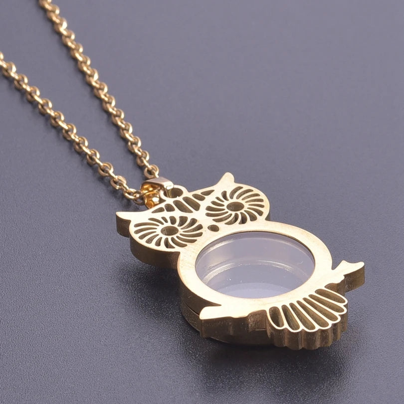 1Pc Gothic Moon Cross Round Memory Relicario Pendant Necklaces Jewelry Animal Glass Floating Cremation Ashes Locket Men Collares
