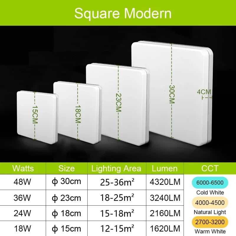 Modern LED Ceiling Lamp 18-48W Flush Mount 3000K-6000K Daylight Home Lighting for Bedroom Living Room Kitchen Hallway