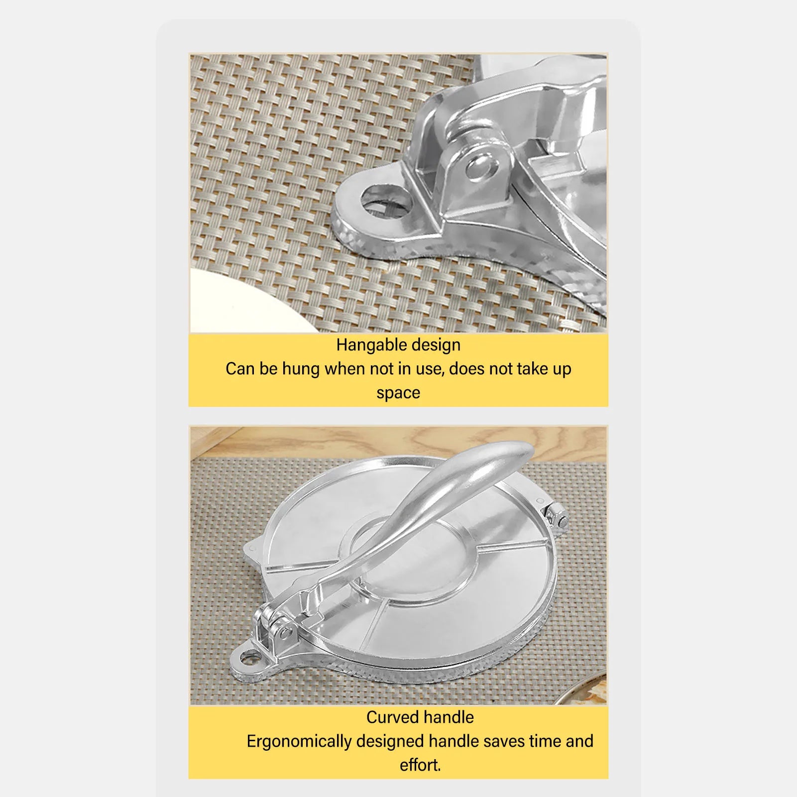 16/20cm DIY Tortilla Press Maker Aluminium Alloy Manual Corn Tortillas Dough Pressing Tool Kitchen Bakeware Cooking Accessories