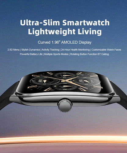 New Ultra Thin Smart Watch men 1.96" AMOLED HD Pixel Display Always Show Time BT Call Reminder Smartwatch Ladies For Android iOS