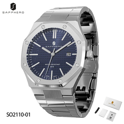 SAPPHERO Fashion Men's Watches Stainless Steel Watches Men's Business Watches Date Display Waterproof Men's Watches For Men
