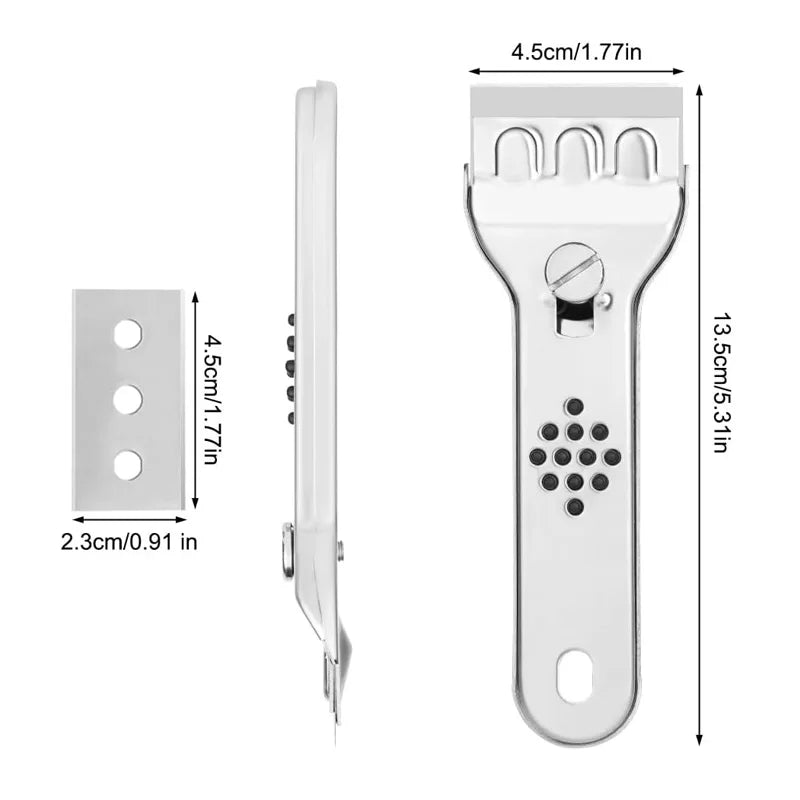 Stainless Steel Hob Scraper Kitchen Glass&Ceramic Scraper with Replacement Blades Wall Floor Window Cleaning Scraper Tools
