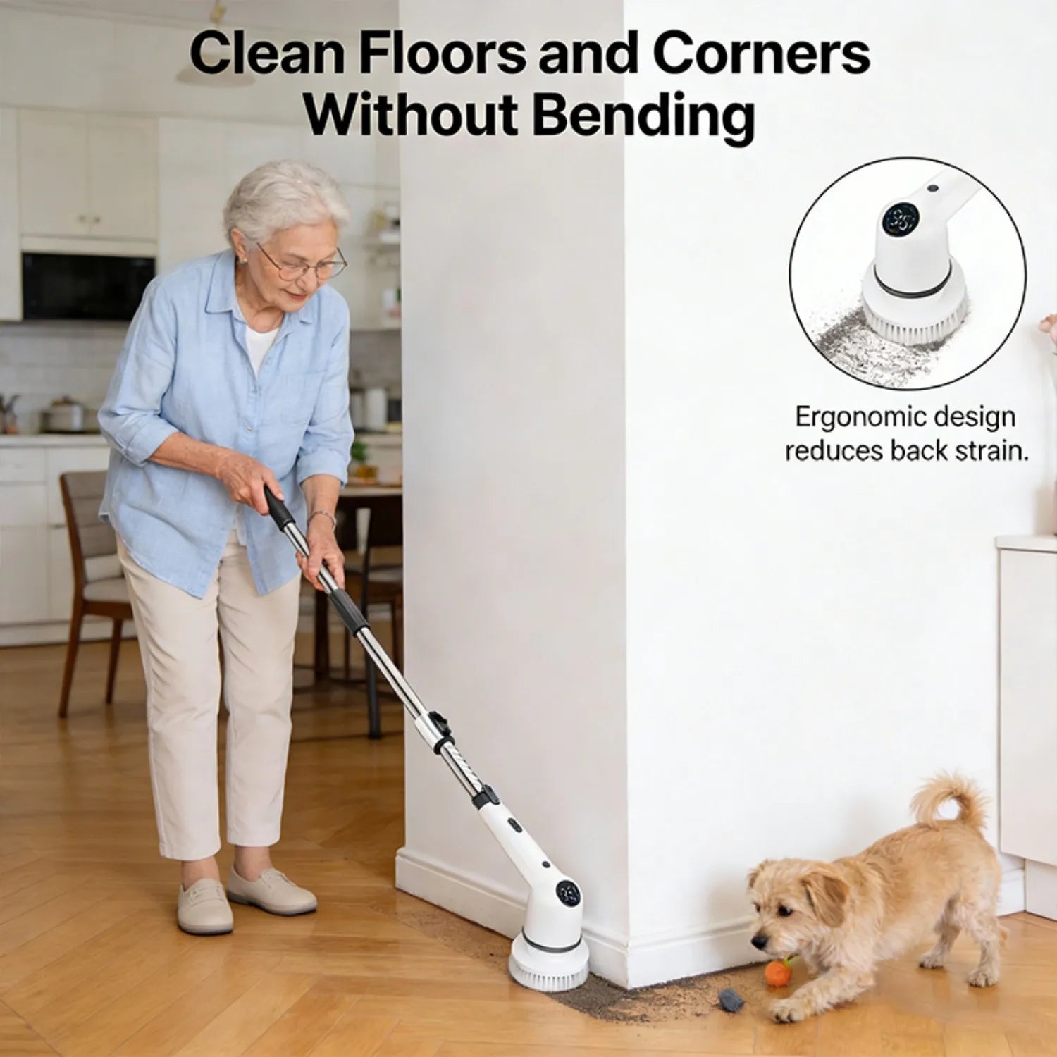 Cordless Electric Spin Cleaning Brush with 8 Brush Heads, 1300mAh Battery & 3 Speeds (350/400/450 RPM), Extendable Handle