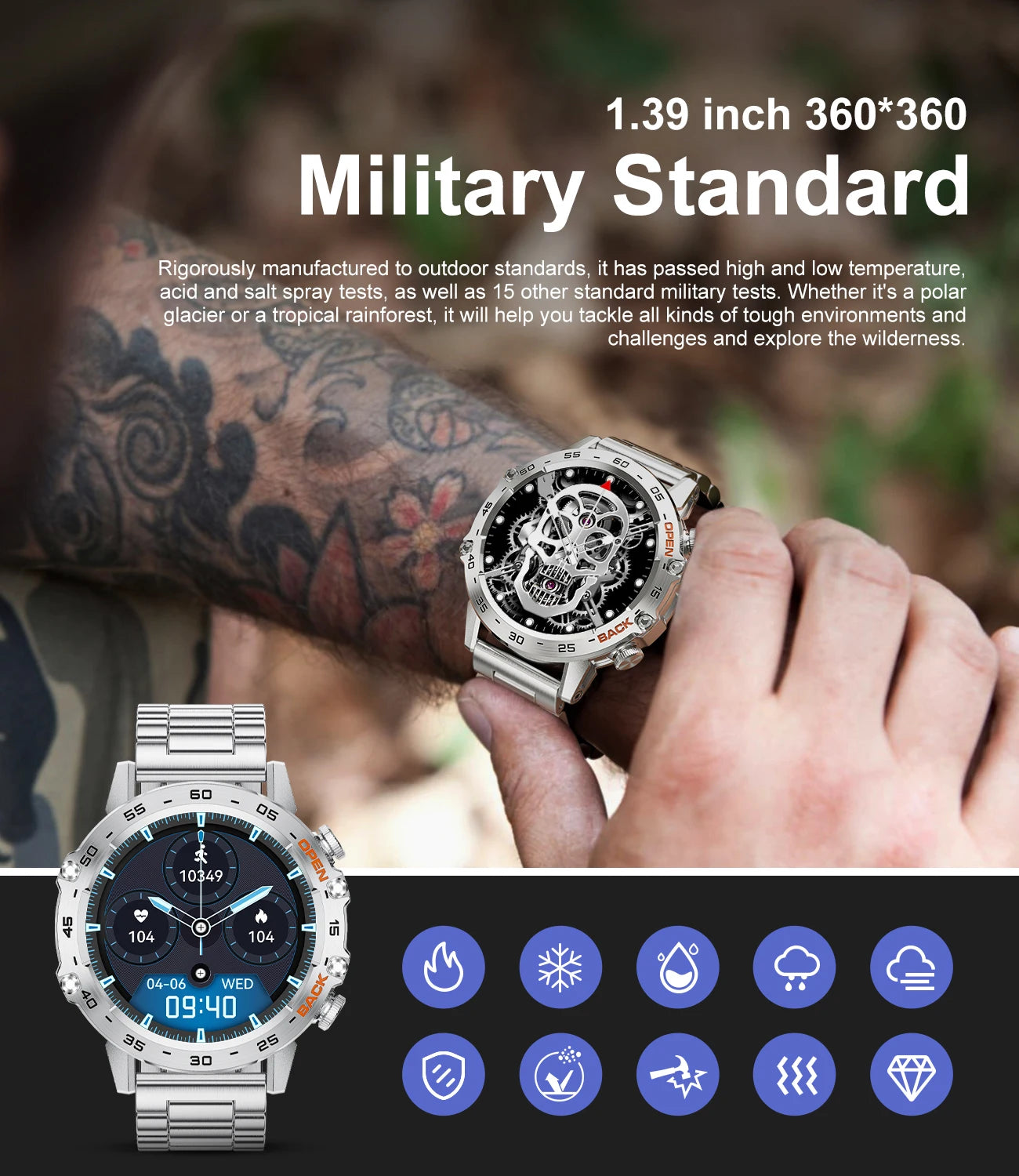 LIGE New1.39" Bluetooth Call Smart Watch Men Outdoor Sport Fitness Heart Rate Health Monitoring Smartwatch for Android IOS Phone