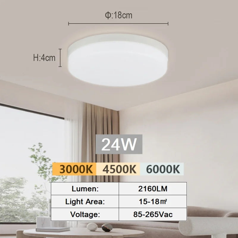 Modern LED Ceiling Lamp 18-48W Flush Mount 3000K-6000K Daylight Home Lighting for Bedroom Living Room Kitchen Hallway