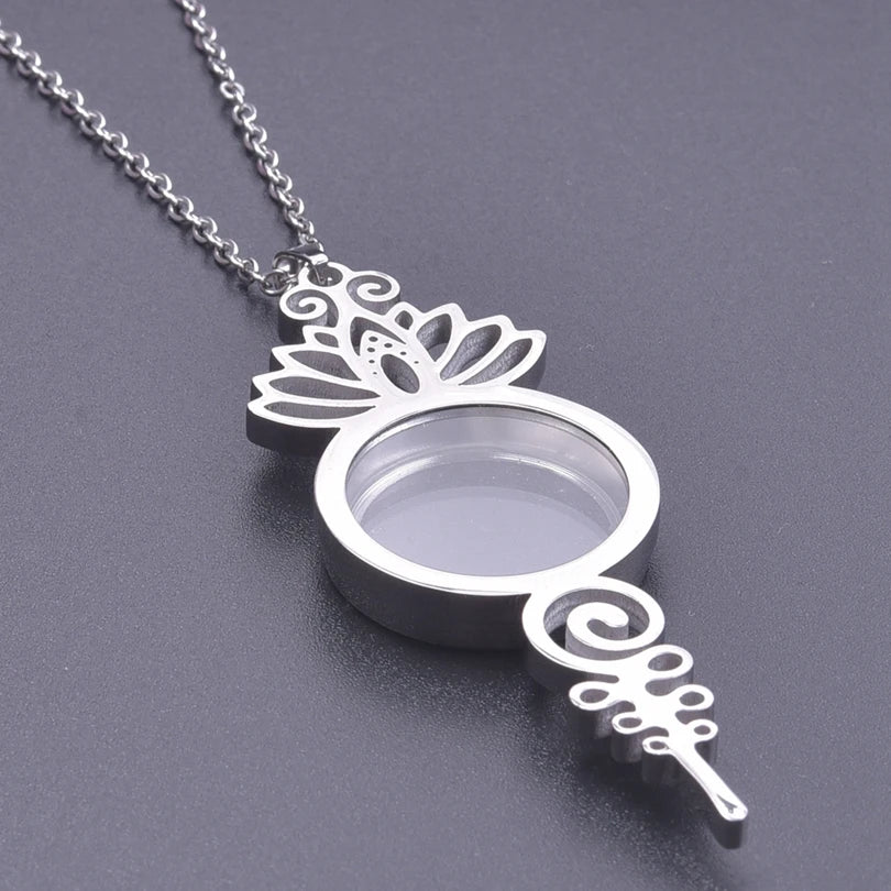 1Pc Gothic Moon Cross Round Memory Relicario Pendant Necklaces Jewelry Animal Glass Floating Cremation Ashes Locket Men Collares