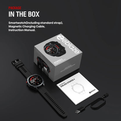 NEW 2025 Zeblaze Stratos 4 GPS Smartwatch 1.43" AMOLED Screen Compass Barometric Altimeter Flashlight Voice Calling Smart Watch
