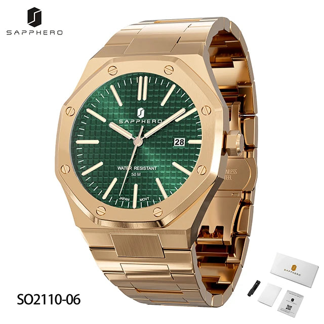SAPPHERO Fashion Men's Watches Stainless Steel Watches Men's Business Watches Date Display Waterproof Men's Watches For Men